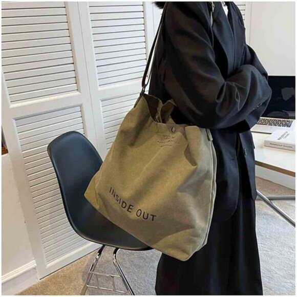 Women Large Canvas Tote Handbags Casual Shoulder Work Bag Crossbody Top - Picture 2 of 8